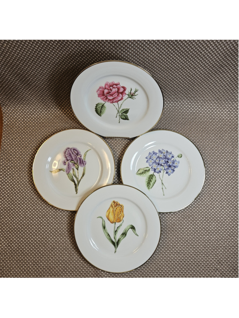 Muirfield Golden Leaf Floral Dinnerware Lunch Dessert Set Porcelain 8.5"